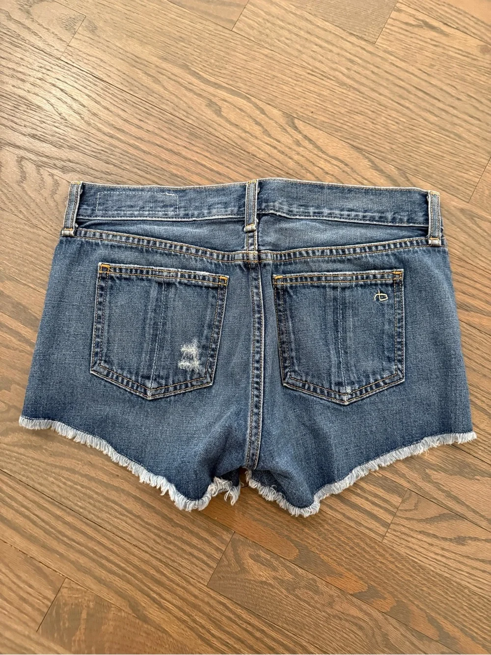 rag & bone Distressed Dark Blue Denim Cutoff Shorts